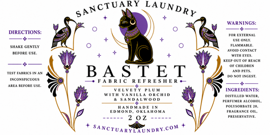 BASTET~ 2 Ounce Fabric Refresher ~ Glass Bottle Fine Mist Spray