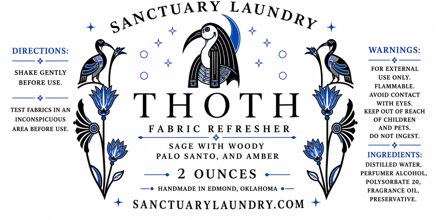 THOTH ~ 2 Ounce Fabric Refresher ~ Glass Bottle Fine Mist Spray