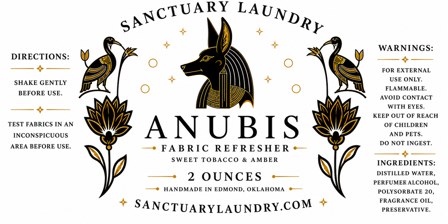 ANUBIS~ 2 Ounce Fabric Refresher ~ Glass Bottle Fine Mist Spray